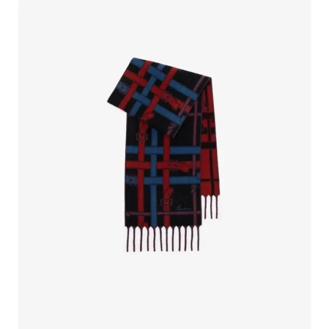 Bufanda de cachemira con estampado de cuadros y cinturón Bufanda de cachemira con estampado de cuadros y cinturón
