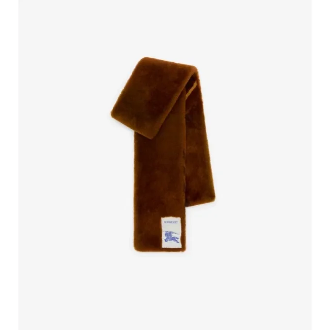 Bufanda de piel de oveja con estampado de cuadros estrechos Bufanda de piel de oveja con estampado de cuadros estrechos