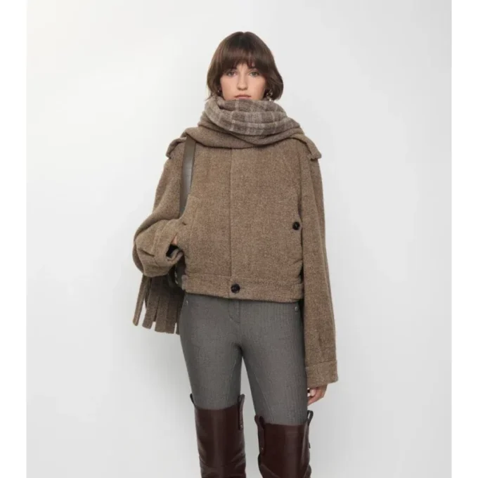 Bufanda desmontable Chaqueta de mezcla de lana Bufanda desmontable Chaqueta de mezcla de lana