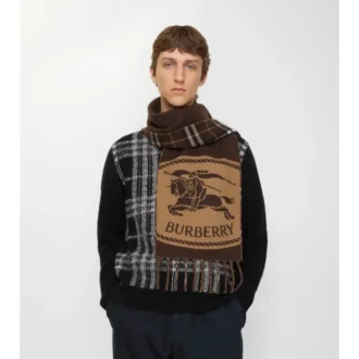 Bufanda reversible con estampado de caballero