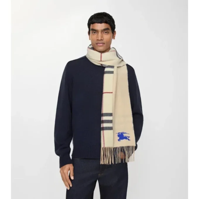 Bufanda reversible de cachemira con estampado EKD Check Bufanda reversible de cachemira con estampado EKD Check