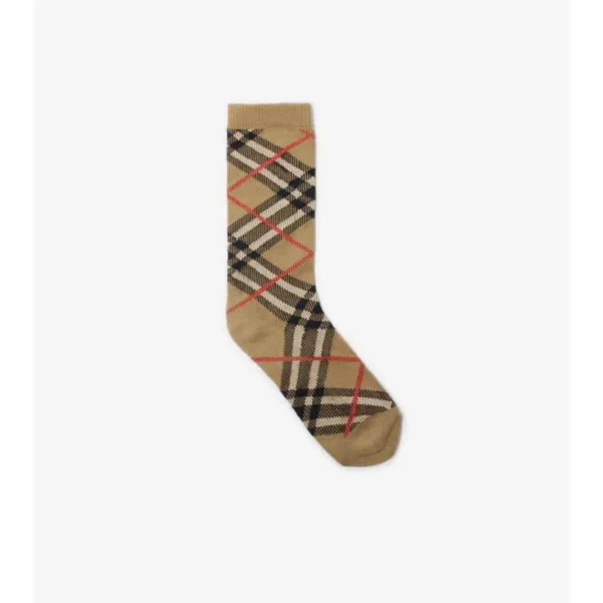 Calcetines de mezcla de algodón con estampado de cuadros Calcetines de mezcla de algodón con estampado de cuadros