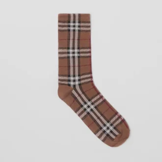 Calcetines de mezcla de algodón y cachemira con diseño Vintage Check en intarsia