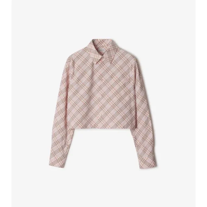 Camisa corta de algodón con estampado de cuadros Camisa corta de algodón con estampado de cuadros