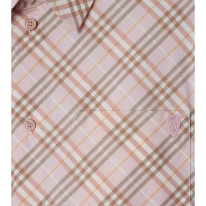 Camisa corta de algodón con estampado de cuadros Camisa corta de algodón con estampado de cuadros