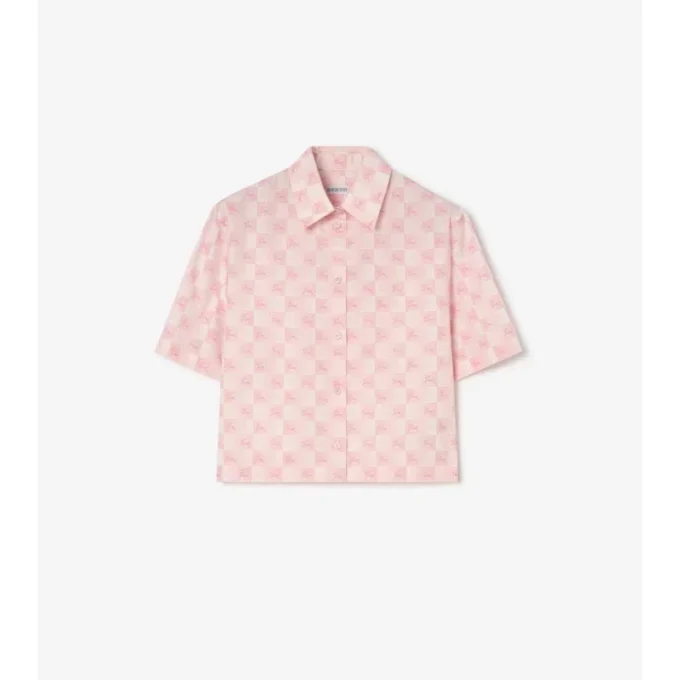 Camisa corta de algodón con estampado de tablero de ajedrez EKD Camisa corta de algodón con estampado de tablero de ajedrez EKD