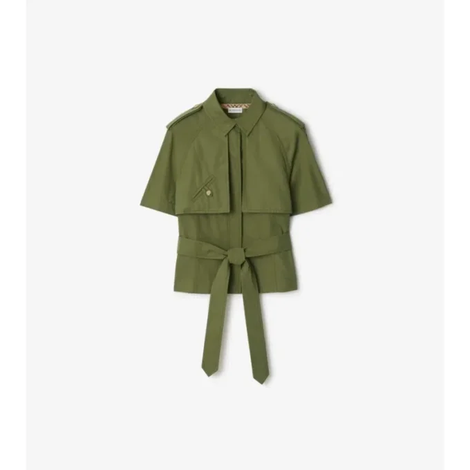Camisa corta tipo trench de popelín de algodón Camisa corta tipo trench de popelín de algodón