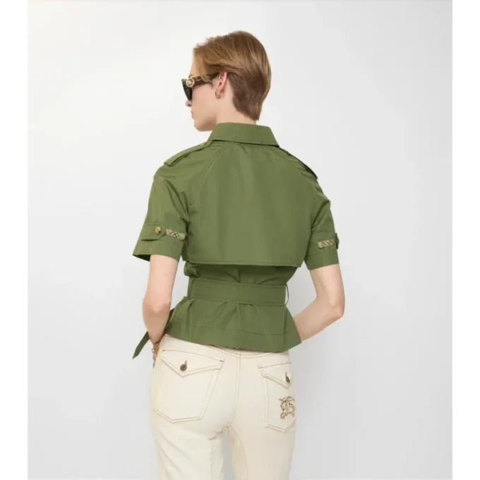 Camisa corta tipo trench de popelín de algodón Camisa corta tipo trench de popelín de algodón