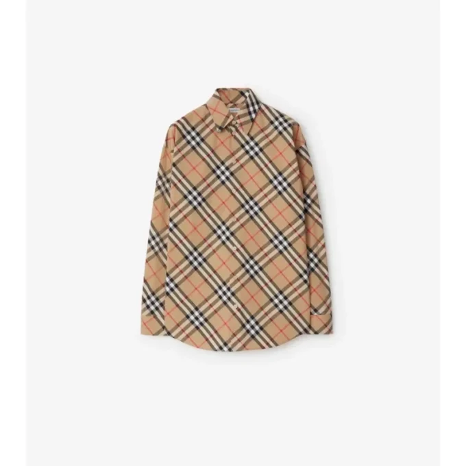 Camisa de algodón a cuadros de corte holgado Camisa de algodón a cuadros de corte holgado