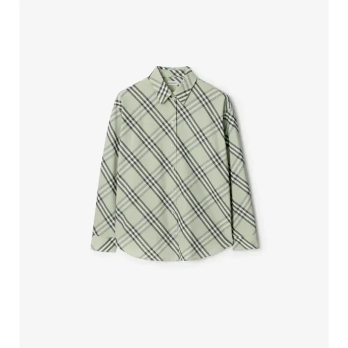 Camisa de algodón a cuadros de corte holgado Camisa de algodón a cuadros de corte holgado