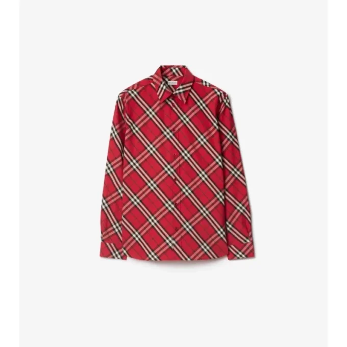 Camisa de algodón a cuadros de corte holgado Camisa de algodón a cuadros de corte holgado
