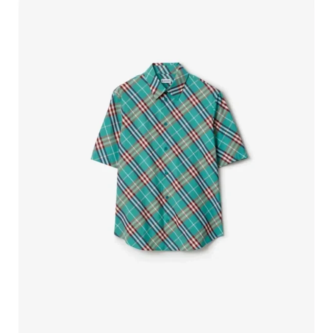 Camisa de algodón a cuadros de corte holgado Camisa de algodón a cuadros de corte holgado