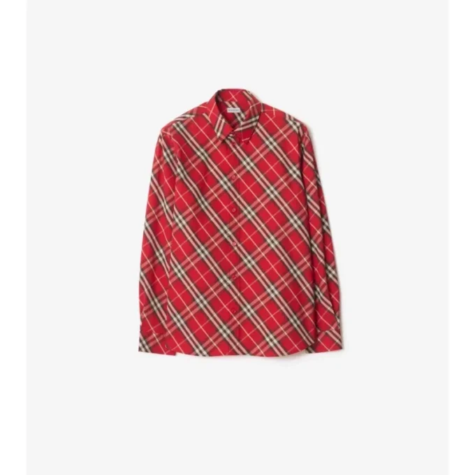 Camisa de algodón a cuadros de corte holgado Camisa de algodón a cuadros de corte holgado