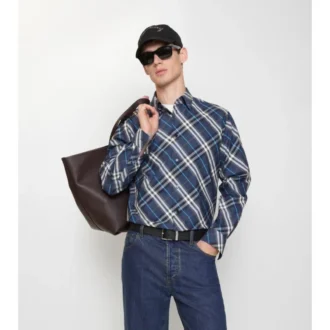 Camisa de algodón a cuadros de corte holgado