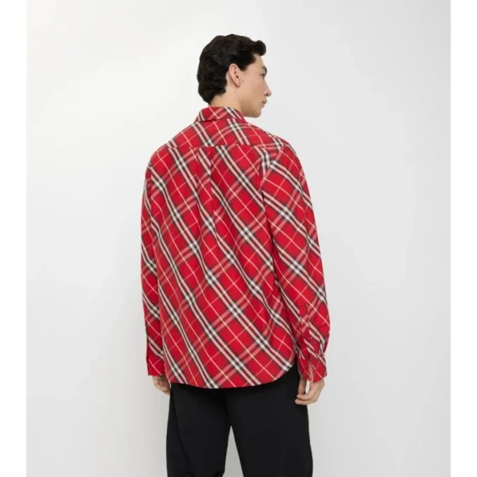 Camisa de algodón a cuadros de corte holgado Camisa de algodón a cuadros de corte holgado