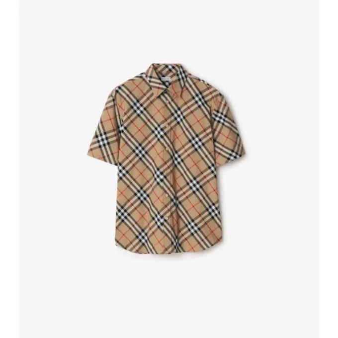 Camisa de algodón a cuadros de corte regular