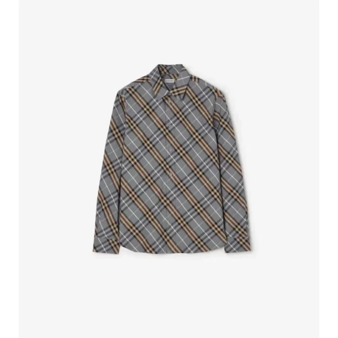 Camisa de algodón a cuadros de corte regular