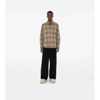 Camisa de algodón a cuadros de corte regular
