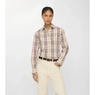 Camisa de algodón a cuadros de corte regular