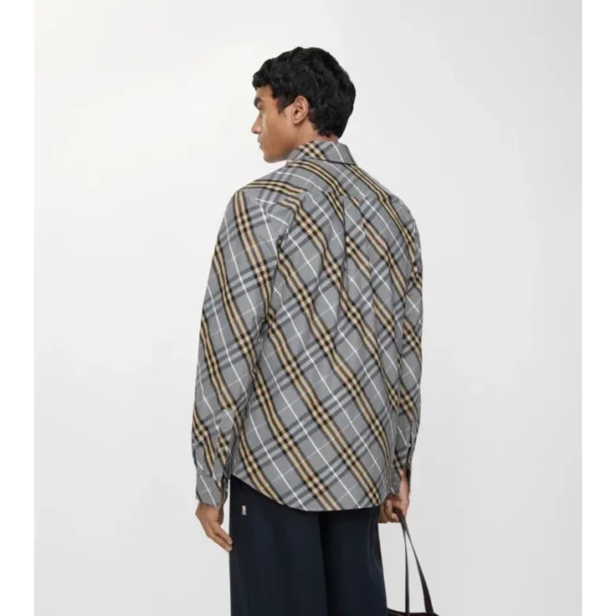 Camisa de algodón a cuadros de corte regular