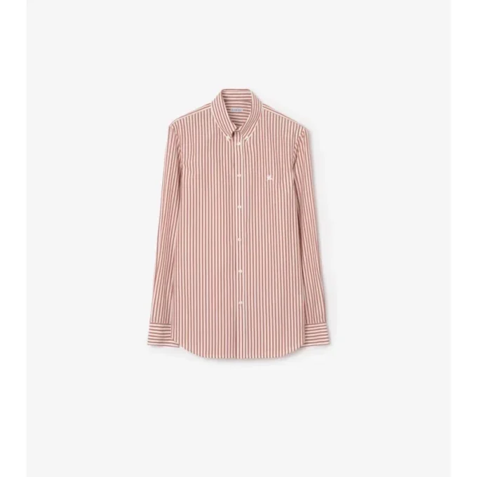 Camisa de algodón a rayas de corte entallado