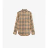 Camisa de algodón elástico con estampado de cuadros