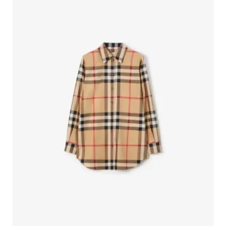 Camisa de algodón elástico con estampado de cuadros