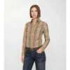 Camisa de algodón elástico con estampado de cuadros