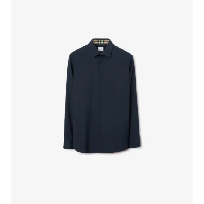 Camisa de algodón elástico de corte ajustado