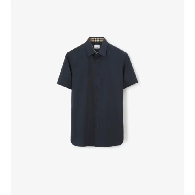 Camisa de algodón elástico de corte ajustado