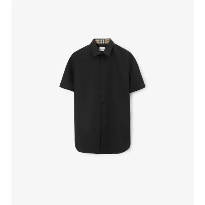Camisa de algodón elástico de corte ajustado