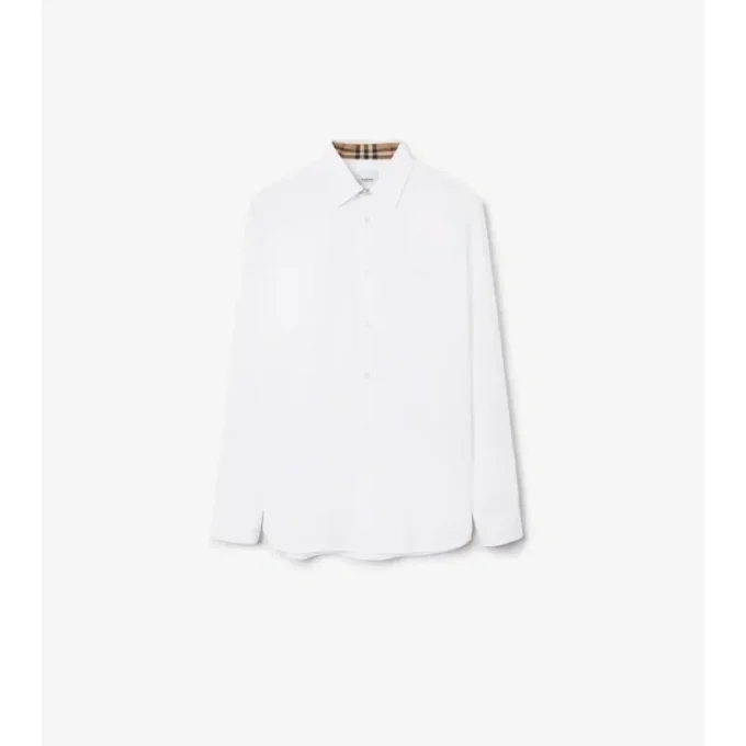 Camisa de algodón elástico de corte ajustado Camisa de algodón elástico de corte ajustado