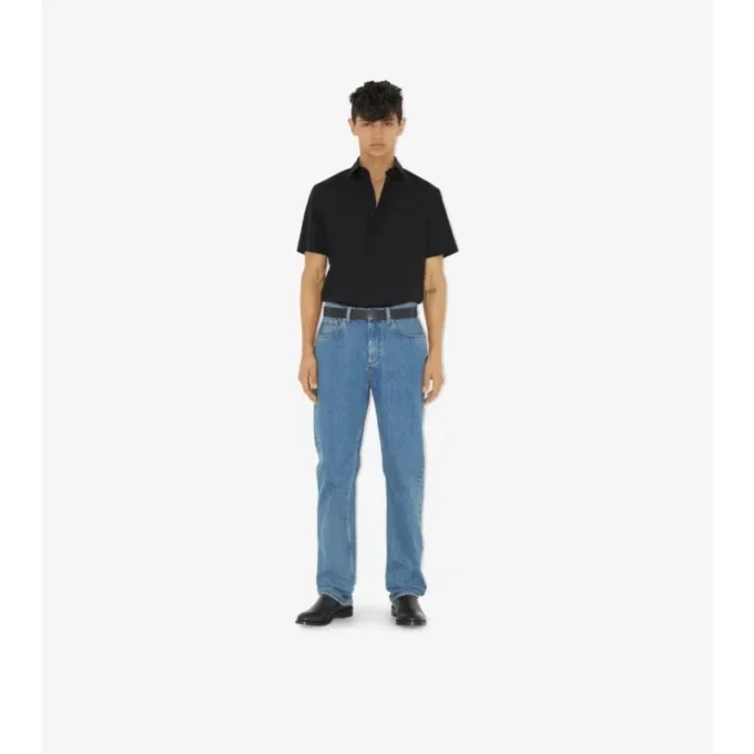 Camisa de algodón elástico de corte ajustado