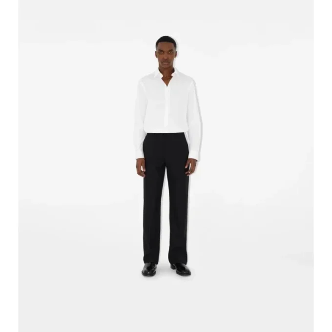 Camisa de algodón elástico de corte ajustado Camisa de algodón elástico de corte ajustado