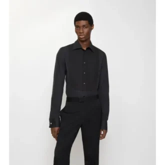 Camisa de esmoquin de algodón de corte ajustado