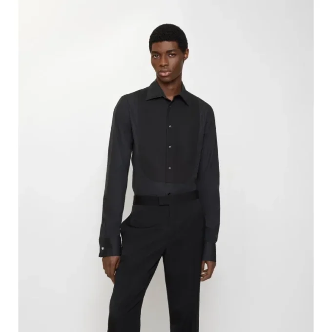 Camisa de esmoquin de algodón de corte ajustado