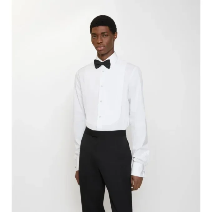 Camisa de esmoquin de algodón de corte ajustado