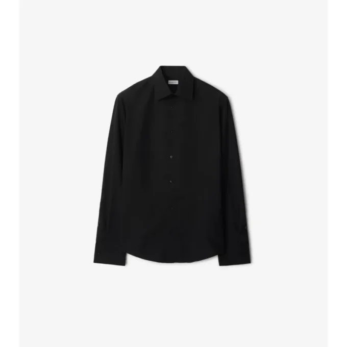 Camisa de esmoquin de algodón y seda de corte ajustado
