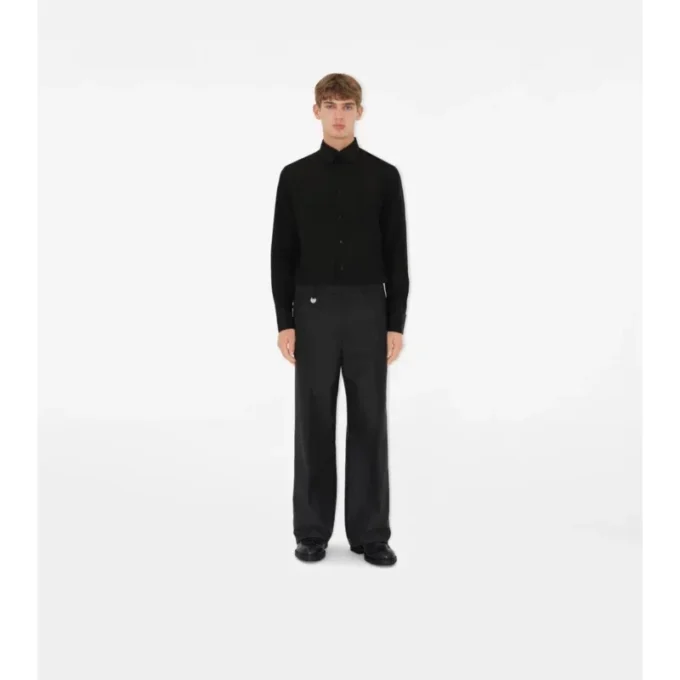 Camisa de esmoquin de algodón y seda de corte ajustado