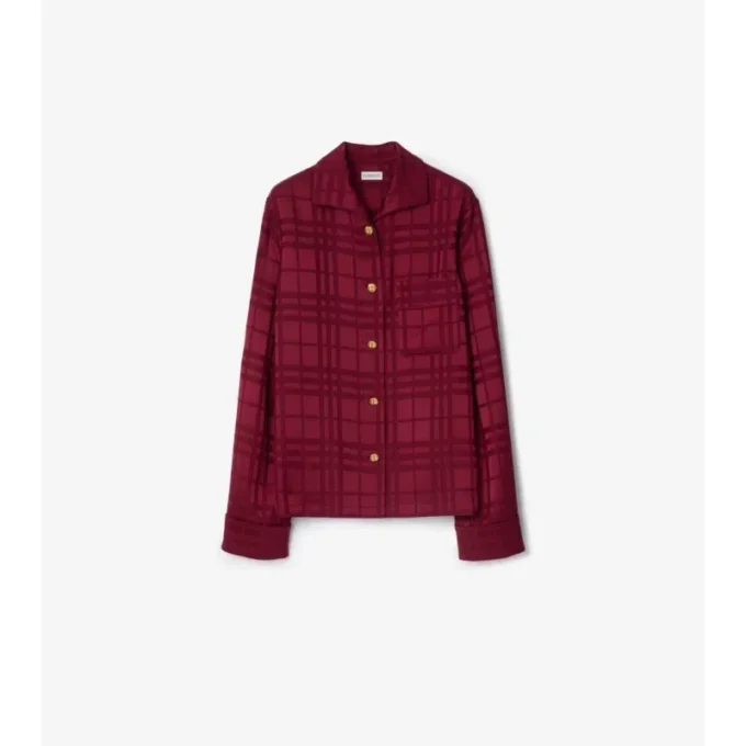 Camisa de pijama de seda a cuadros