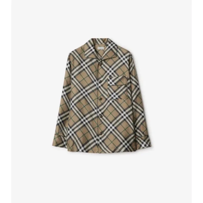Camisa de pijama de seda a cuadros