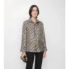 Camisa de pijama de seda a cuadros