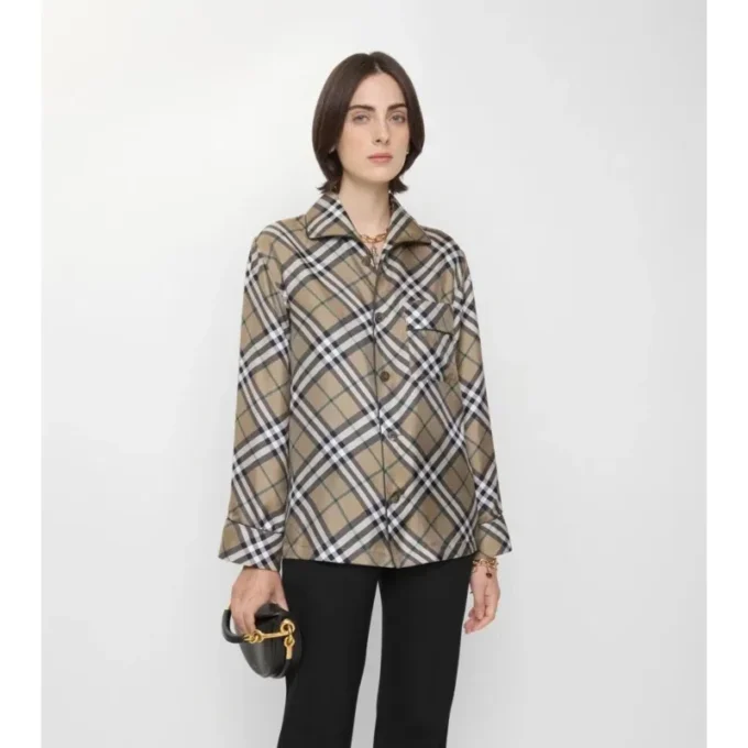 Camisa de pijama de seda a cuadros