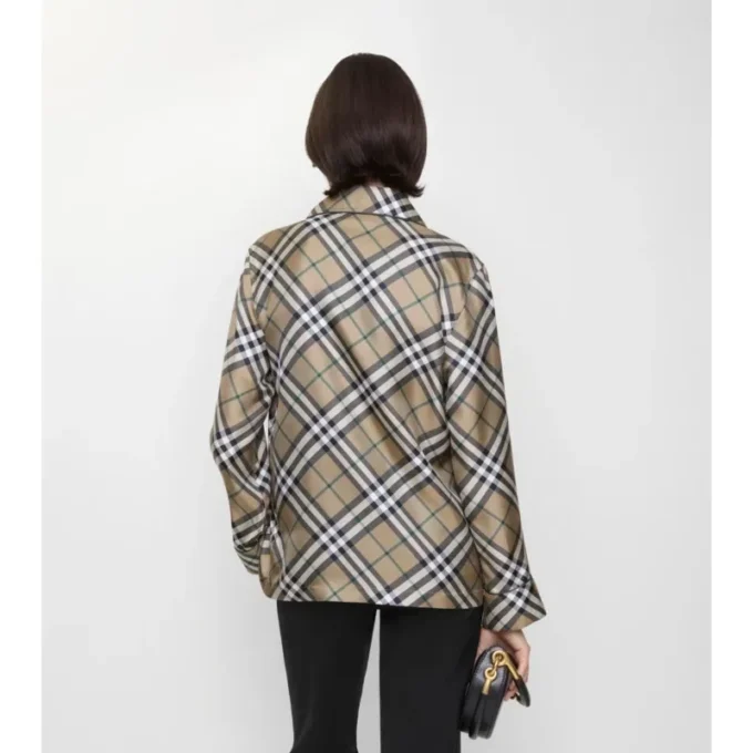 Camisa de pijama de seda a cuadros