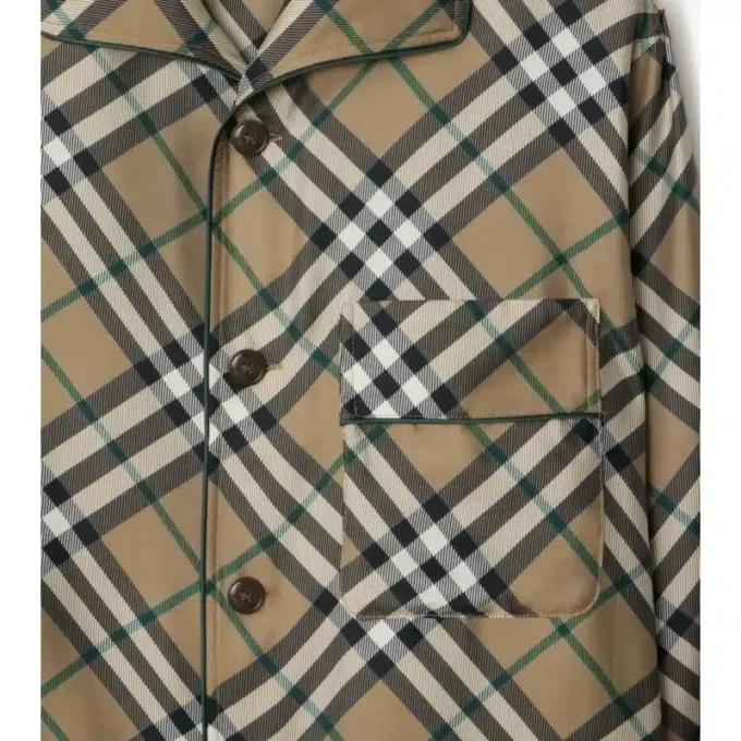 Camisa de pijama de seda a cuadros