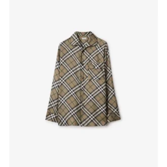 Camisa de pijama de seda con estampado de cuadros