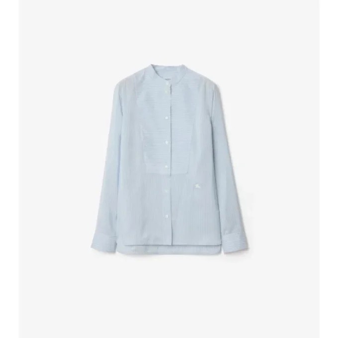 Camisa de popelín de seda a rayas de corte holgado