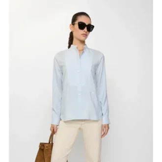 Camisa de popelín de seda a rayas de corte holgado