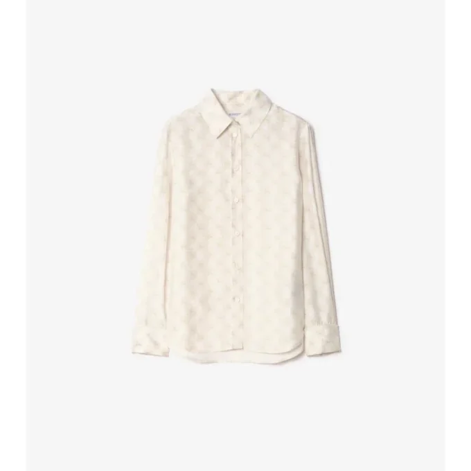 Camisa de seda con estampado de tablero de ajedrez y corte regular EKD