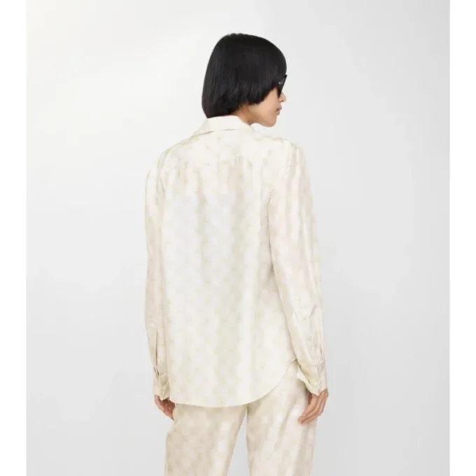 Camisa de seda con estampado de tablero de ajedrez y corte regular EKD